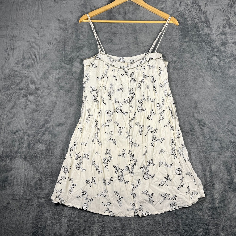 Abercrombie & Fitch Womens White Floral Mini Dress Button Front Strappy Size M